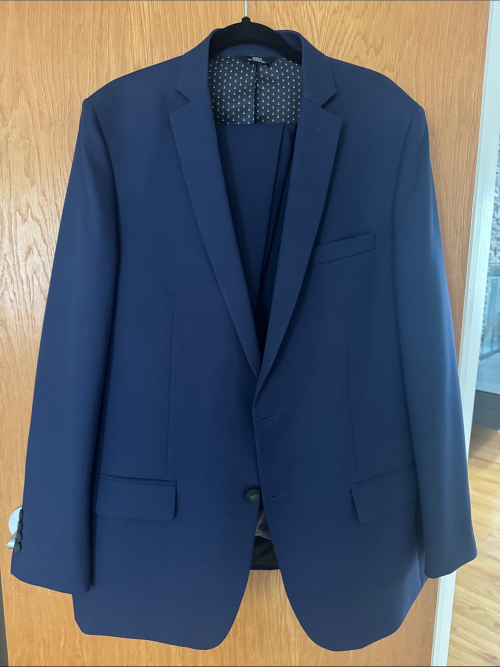 Men's Navy Blazer & Matching Trousers- Slim Fit-Breasted Suit Jacket